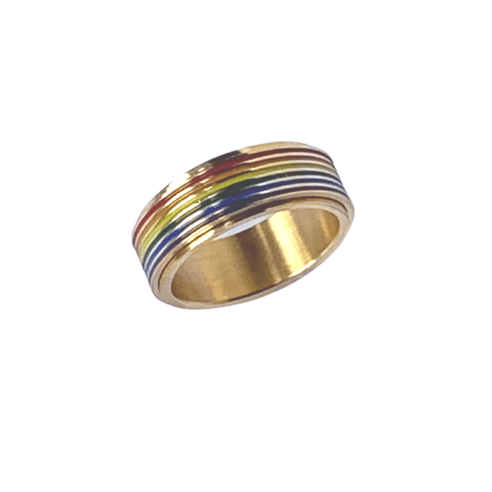 Rainbow Spinner Ring-Peaceful Lotus