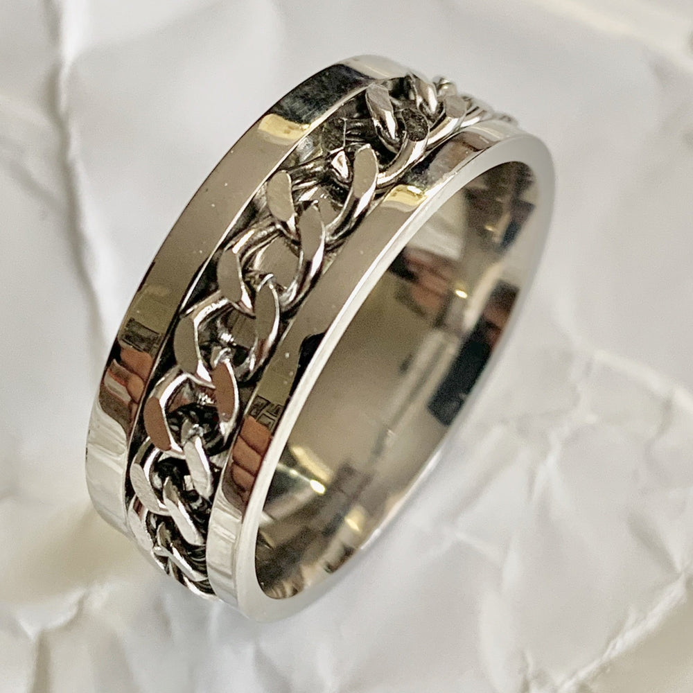 Chain Spinner Ring-Peaceful Lotus