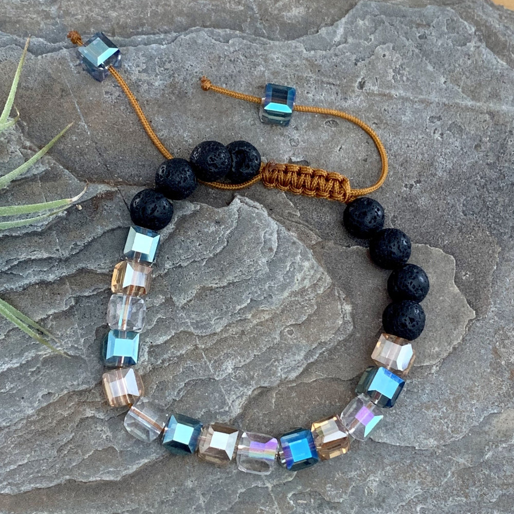 Diffuser Bracelet - Adjustable Blue Crystal-Peaceful Lotus